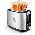 KENT Pop Up Toaster 750 Watts|2 Slice Automatic Pop Up|Durable Stainless Steel Body|7 Browning Modes|Reheat Function|Removable Bread Crumb Tray|Cord Storage Under Base|Silver