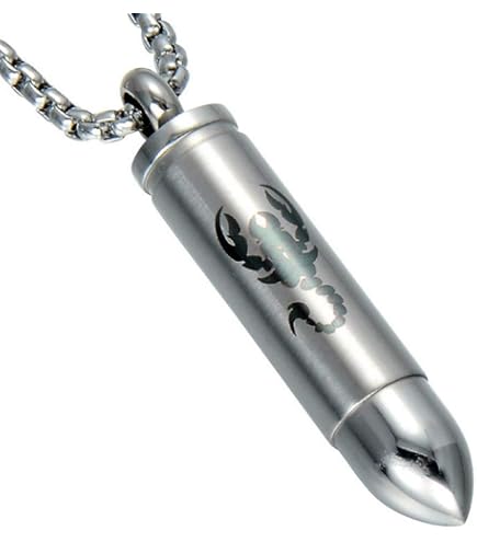 USUSAI Collier En Acier Inoxydable Doré/argenté/noir, Pendentif En Forme De Balle, Croix De Dragon Scorpion, Urne De Cendres, Prière Du Seigneur, Chaîne Vénitienne De 55,9 Cm, Métal
