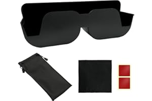 TIMJJG 1 Stück Autobrillenregal,1 Brillentasche,1 Brillenputztuch,Selbstklebender Autobrillenhalter,mit Wildleder,zum Aufbewahren von Gläsern