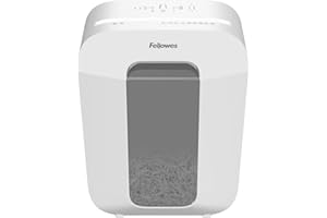 Fellowes Niszczarka do dokumentów, 9 arkuszy (P4), niszczarka papieru z cięciem cząstek do domowego biura, Powershred LX50, niszczarka z koszem 17 l i blokadą bezpieczeństwa, seria LX Design, biała