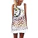 Produktbild TEBAISE Damen Ärmellos 3D Blumendrucken Sommerkleid Beachwear Strandmode Kleider Kurz Rundhals Minikleid im Ethno-Style Tunika Freizeitkleid A Linien Hemdkleid Blusekleid Karneval Rockabilly Knielang