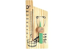 KING TREMELLA 2 in 1 Sauna Thermometer Sand Timer Hourglass Wooden Thermometer Temperature Gauge Water-Proof 0-140 ℃