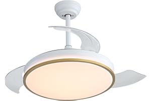 BYBULE Ventilatori da soffitto con luci e telecomando,ventilatore da soffitto invisibile con 3 pale retrattili, motore DC reversibile per ventilatore a soffitto con luce,6 velocità,diametro 106cm,dimmerabile