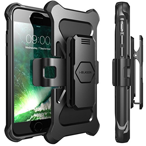 iPhone 7 Case, iPhone 8 Case, i-Blason Transformer [Kickstand] Apple iPhone 7 / iPhone 8 [Heavy Duty] [Dual Layer] Combo Holster Cover case with [Locking Belt Swivel Clip] (Black)