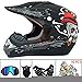 Price comparison product image Motocross Helmet Mountain Bike Off Road Motorbike Crash Helmet Full Face Adult Children Kids Helmet D.O.T Certified for ATV/MX/BMX/Enduro/MTB(Gloves,Goggles,Mask,Stickers for Free),B,M