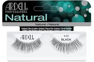 Ardell Pestañas postizas Naturales 117 Black | Color Negro | Incluye pegamento | 1 par de pestañas | Fácil de poner y de quitar | Volumen a tu miarada