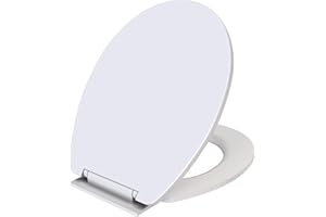 VIVO TECHNOLOGIES Toilet Seat Soft Close White Oval Shaped,Toilet Seats with Adjustable Hinges, Simple Bottom Fixing, Loo Toilet Seat, Fits O Shaped Pans