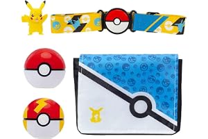 Pokémon Pikachu Clip 'N' Go Bandolier Set – 2-tums Pikachu stridsfigur med pokeboll och Fast Ball plus temabä och bandolier