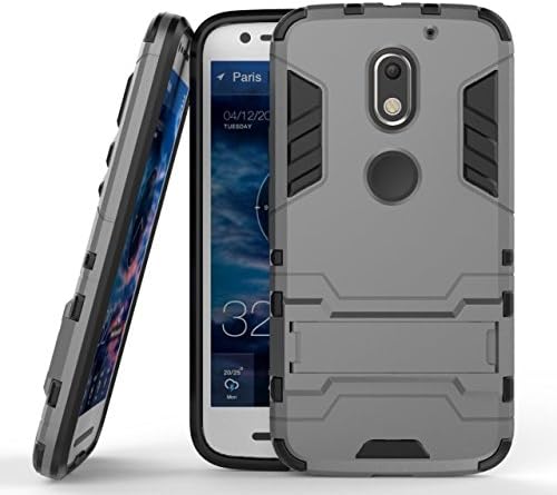 Moto E3 Case - Kio [Rugged Armor] Full Body Shockproof Cover with [Kickstand] Dual Layer Protective Back Cover for Motorola Moto E3 (Gray)