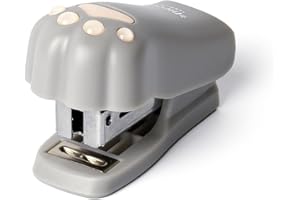 Legami - Mini agrafeuse, Meow, 3,3 x 4,5 cm, plastique, thème chaton, intégré rétro, 1000 points métalliques inclus