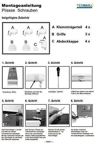 Plissee Klemmfix 3 Farben wählbar Jalousie ohne Bohren verdunkelung Faltrollo Vorhang, Größen Wählbar – Sonnenschutzrollo für Fenster Tür, Fensterrollo, Gardinen – Grau 55cm x 130cm - 8