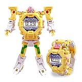 FOONEE 2-in-1-Roboter-Uhr, Spielzeug-Roboter-Uhr, Digitale elektronische Uhr zur Verformung, Roboter-Spielzeug für 3–12 Jahre alte Jungen Mädchen – kreatives Lernen, Weihnachts-Spielzeug (Gelb)