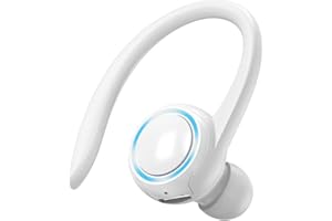 COOFINE Bluetooth Headphone Single Ear Hook Wireless Headset with Mic Waterproof Earphone Hands-Free Cell Phones Earpiece for Office, Sports, Truckers, Driving white (white)