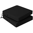 PRIMEPATIO Outdoor Chair Cushions Set of 2, Thick 7cm, Rattan Garden Chair Cushions for Outdoor Furniture with Ties, Waterproof Seat Cushion, Garden Seat Pads Dining, 40 x 40cm, Black