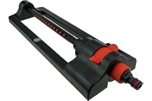 GARDENIX Precision Garden Oscillating Bar Sprinkler with Adjustable Range and Quick-Connect Hose System - 16 Nozzles - Watering for Garden Lawn Grass - Black
