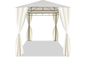 FRANKYSTAR Cenador de 3 x 2 m para exteriores, de hierro forjado, elegante, cenador de jardín con lonas laterales, color crudo