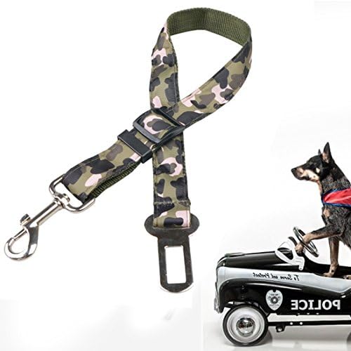 Pet Car Seat Belt，Dog Seat Belt, Durable Pet Dog Harness, Adjustable Pet Dog Cat Car Safety Seat Belt Strap with Elastic Nylon Bungee Buffer for Shock Attenuation, Dark Green, Kokeo