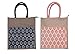 ABV Lunch Bag, Jute Bag, Gift Bag, Multi Purpose Bag, Combo of Black and Peach Printed Bag-Pack of 2 with zip RS.699.00
