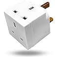2 Way Double Plug Adaptor - Cube Electric Double Adapter Plug UK - Plug Extension Double Socket - Adaptor Power Extension for LED, WIFI extender booster Laptop & further. Socket Pin for Office, Home.