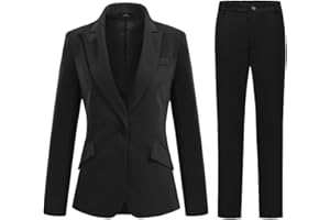 YFFUSHI Chaqueta de traje de 2 piezas para mujer, formal, oficina, negocios, abrigo