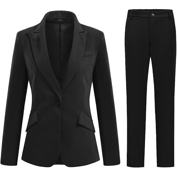 Dames blazer en broek 2-delige outfit zakelijk pak kantoor broek pak set, S-3XL, 2, L