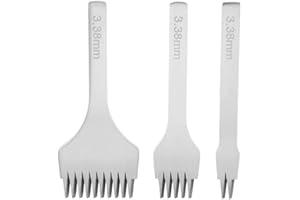 FAFEICY Punzoni Strumenti, Set di Utensili per Punzonatura in Acciaio Bianco 2/5/10, Set di Scalpelli per Allacciatura per Artigianato in Pelle, Set di Strumenti per Perforazione(3.38mm)
