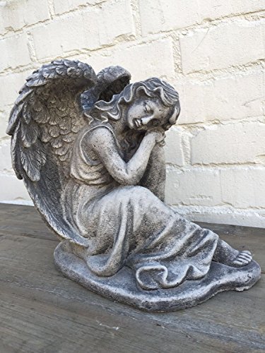 Steinfigur Figur Skulptur Garten Deko Grabfigur Engel frostfest 25 cm 6,4 kg