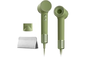 Laifen Mini Sèche-cheveux 200M d'Ions Négatifs Moteur Brushless 110K tr/min Séchage Rapide Contrôle Intelligent de Température Mode Enfant Buse Magnétique Bruit Réduit Léger 299g Maison Voyage (Vert)