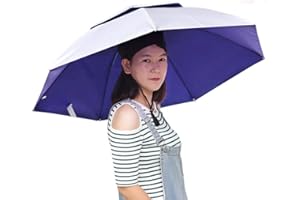 JoyFan Chapeau de parapluie pliable double couche chapeau chapellerie pluie protection soleil