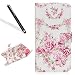 Produktbild Huawei Nova Hülle,Huawei Nova Hülle Case,Leeook Elegant Stylish Schön Rosa Rose Blume Muster Entwurf PU Lederhülle Flip Hülle im Bookstyle Cover Schale Slim Fit Soft Silikon Magnetverschluss Schutzhülle PU Leder Hülle Flip Wallet Case Kunstleder Tasche Cover mit Standfunktion und Kartenfächer Tasche Wallet Case für Huawei Nova + 1 x Schwarze Eingabestift-Pink Rose Flower
