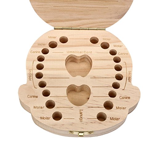 Tefamore Milchzähne-Box aus Holz Zahn Album Andenken Souvenir Box Organizer - 3