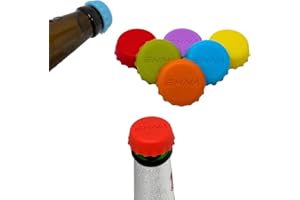 EKNA Beer Savers Lot de 6 capsules réutilisables en silicone aux couleurs vives pour protéger contre la perte d'acide carbonique