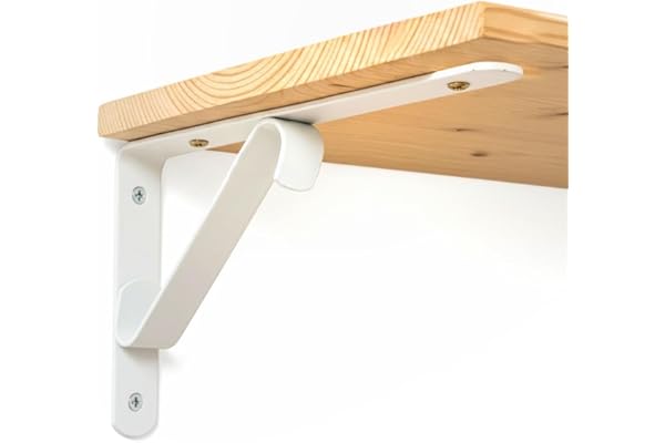 10 2PC Heavy Duty Metal Shelf Brackets Ivory Powder Coated Wall Mount Supports, Rust Resistant Angle Brackets for Floating Wood & Glass Shelves, Kitchen Storage, Bookshelf, Rack 50 kg Load.