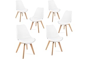 Mc Haus Lena Blanca x6 - Pack de 6 sillas de Comedor, diseño nórdico con Asiento Acolchado y Respaldo ergonómico