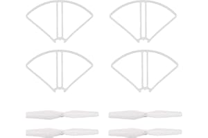 WKUKLK Lot de 2 paires d'hélices de drone et 4 anneaux de protection pour drone RC SJR/C S20W Potensic T25 HS120D Quadcopter RC Accessoires