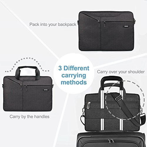 WIWU Wasserdichte Nylon Laptop Aktentasche für MacBook Air / Pro Retina 13,3″ Oxford Sleeve / Surface Pro 4 5 / Ultrabooks bis 13 Zoll Notebooks Hülle Tasche Bag mit Schultergurt Dienstreise Schutzhülle (Schwarz, 13 Zoll) - 2