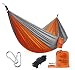 Produktbild Wolfyok Portabel Camping Hängematte, 290 x 140cm Multifunktionen Super Leicht Nylon Fallschirm Outdoor Reise Garten Hammock für Mehrpersonen Kapazität 230kg (Orange)