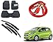 Auto Pearl Premium Quality Car Accessories Combo of Car Floor Foot Mats 4D Black. & Car Rain Wind Door Visor Side Window Deflector. & Car Heavy Duty Jumper Booster Cables Anti Tangle Copper. For Chevrolet Beat Type-2 RS.2945.00