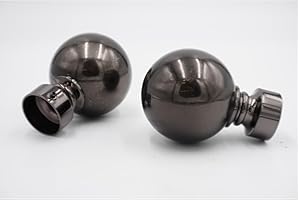 THE POLES & BLINDS OUTLET 28mm Diameter Curtain Pole Finials Ends - Belgravia Design - Black Nickel - Pack of 2