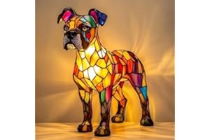 GENERIC Lampada da tavolo a LED a forma di cane Boxer - Luce notturna in resina colorata per comodino e tavolo, decorazione vintage a tema animale(Boxer Dog Lamp)