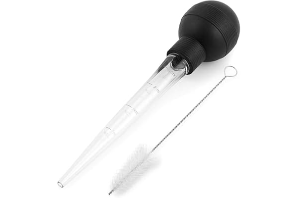 Pipette de cuisine compte-gouttes en silicone avec pompe à tartre, seringue marinier avec brosse pipette de cuisson pour dinde, sauce, huile, barbecue
