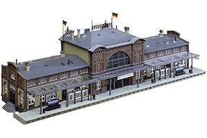 FALLER Bahnhof Mittelstadt zestaw modelarski z 335 częściami 446 x 160 x 130 mm I model kolejki akcesoria H0 Budynek I model kolejki H0 stacja kolejowa, Divers