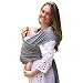 GWEL Cotton Solid Soft Elastic Baby Sling Wrap Stretchy Wrap Carrier Grey