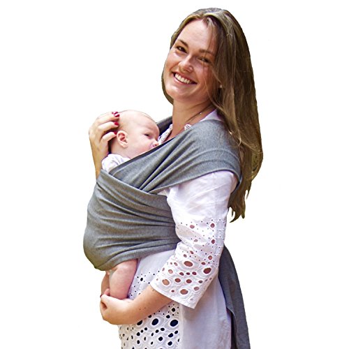 GWEL Cotton Solid Soft Elastic Baby Sling Wrap Stretchy Wrap Carrier Grey
