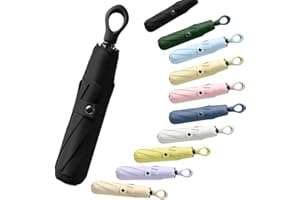 erised's bifrost Ombrello da Viaggio Pieghevole Compatto, Impugnatura ad Anello, Protezione UV UPF50/8 Stecche/Nervature Lega/Piccolo Zaino da Viaggio/Leggero e Portatile/Pioggia Sole/Donne Bambini