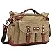 Produktbild Aidonger Unisex Canvas und Leder Schultertasche Retro Messenger Bag (Khaki)
