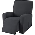 Highdi Copripoltrona Relax Reclinabile 4 Pezzi - Elasticizzato Con Tasche, Antiscivolo, Jacquard Lavabile, Nero