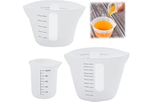 HAOMEEDUO 3 Stück Messbecher Krüge Silikon Silikonbecher 100ml/250ml/500ml Mischbecher Epoxidharz Silicone Measuring Cups Mischbecher mit Skala Clear Silikon Becher Set für DIY Basteln Labor Küche