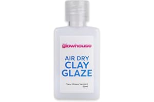THE GLOWHOUSE Clay Glaze 50ml Gloss Varnish – Clear, Water-Based Sealer for Polymer Clay, Air Dry Clay & Crafts – High-Gloss Finish, Non-Toxic Clay Varnish for DIY, Jewelry & Modeling Projects
