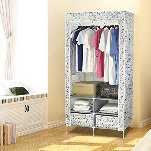 Finether Faltschrank Stoffschrank Textilschrank Faltkleiderschrank Stoffkleiderschrank Textilkleiderschrank faltbarer Kleiderschrank aus stoff mit Kleiderstange für Schlafzimmer Camping stabil 2-türig 170 x 87 x 45cm - 8